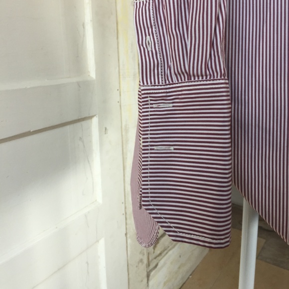 J Crew Red and White Stripe Button Up - Picture 3 of 5